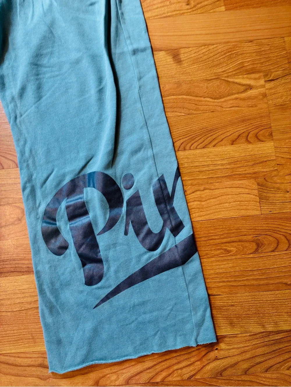 Victoria’s Secret PINK Teal Logo Hoodie & Wide Leg Sweatpants Set Y2K